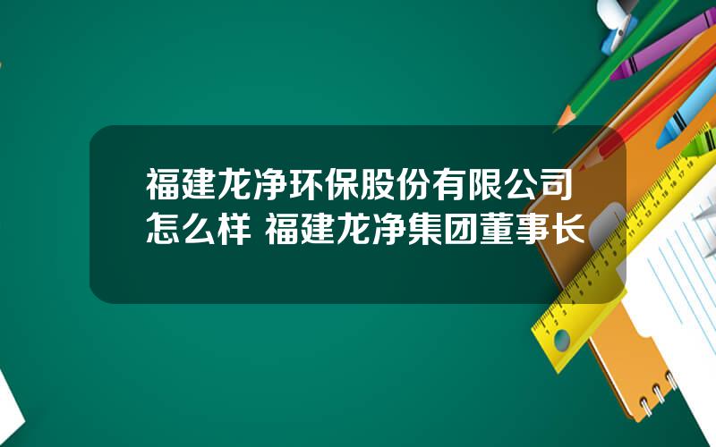 福建龙净环保股份有限公司怎么样 福建龙净集团董事长